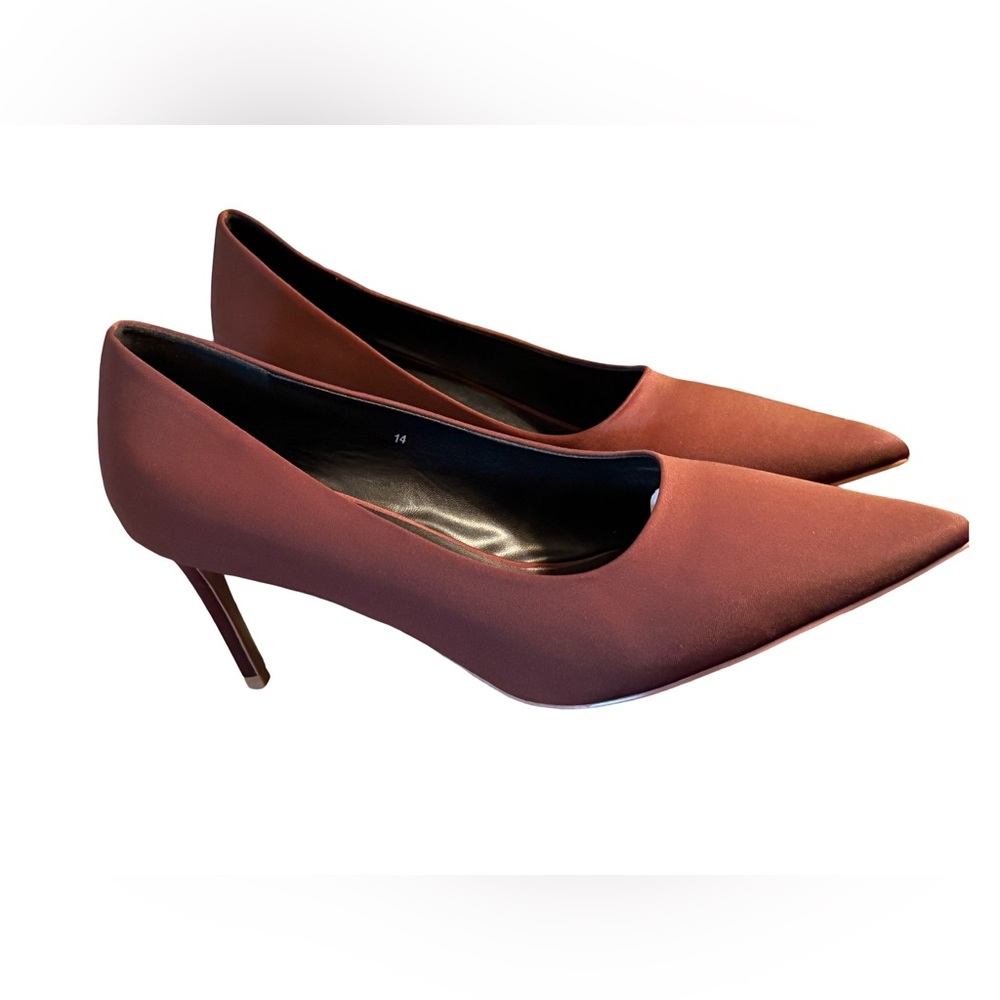 Smash NWT Sz 14 Beautiful Chocolate Brown Satin Like Stiletto High Heels (SH254) - Picture 4 of 12